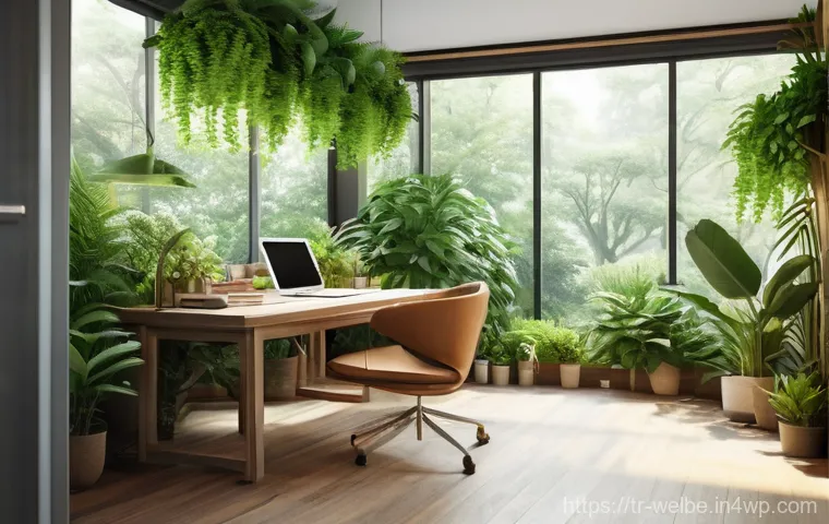 자연 요소와 인간의 관계 사무실 내 적용 - Here are three detailed image generation prompts in English, designed to bring natural elements into... 자연 요소와 인간의 관계 사무실 내 적용 - Here are three detailed image generation prompts in English, designed to bring natural elements into...