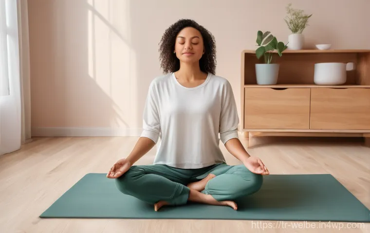 사무실에서의 재택 근무와 웰니스 - A bright and serene home office setting during the daytime. A young professional, appearing calm and... 사무실에서의 재택 근무와 웰니스 - A bright and serene home office setting during the daytime. A young professional, appearing calm and...