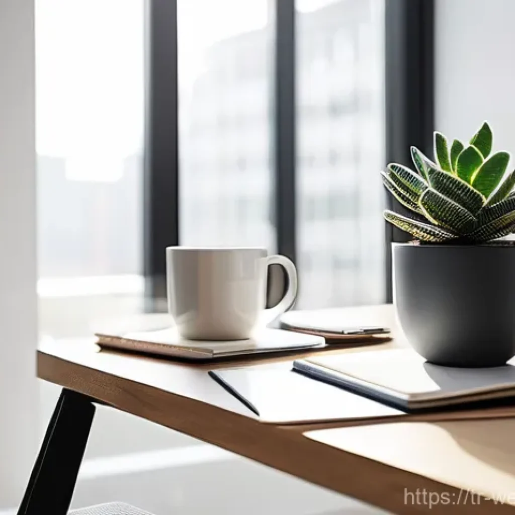 사무실 내 긍정적 분위기 조성하기 - **Prompt 1: A Cozy and Personalized Modern Office Workspace**
A bright, modern office environmen...