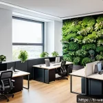 Home 19 웰니스 사무실 구성의 성공 사례 - A modern Turkish office interior designed with flexible workspaces, featuring distinct zones for sil...